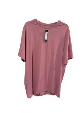 01 Algo Men's XL Pink Microstripe Mesh Performance Short Sleeve Crew Top NWT